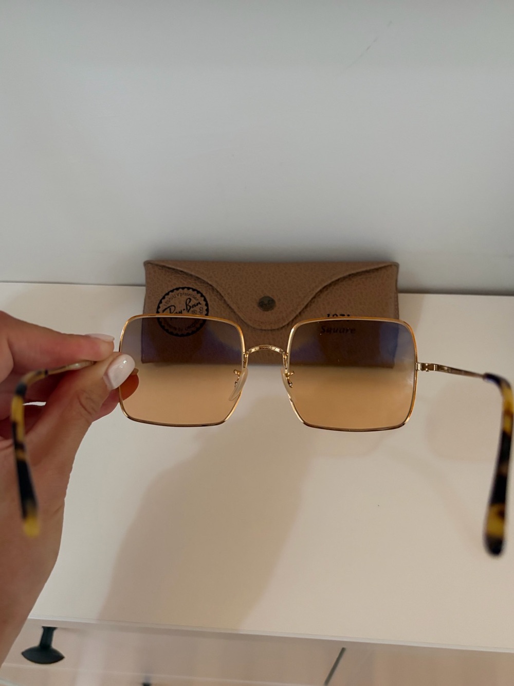 Ray Ban Square Evolve in Gold & Gray Gradient Orange - Picture 2 of 4
